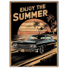 Sonnenuntergang mit dem Sommer-Oldtimer
