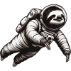Faultier als Astronaut – Schwarz-Weiß