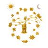 Goldkatze im Blütenkreis