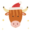 Highland Cow mit Weihnachtsmütze