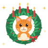 Katze im Adventskranz