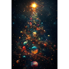 Kosmischer Weihnachtsbaum mit Planetenschmuck