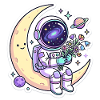 Mondfreund Astronaut mit Blumen