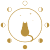 Katzen- und Mondphasen – goldene Silhouette