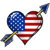 USA Flagge Herz mit Pfeil