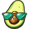 Avocado mit Sonnenbrille – Grün