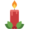 Kerze mit Stechpalme - Advent Weihnachten