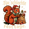 Eichhörnchen mit Nikolausmütze und Nüssen