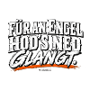 Engeltext Schwarzweiß mit Orange Schwung