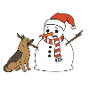 Schäferhund klaut Schneemann den Stockarm