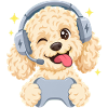 Gaming Goldendoodle mit Headset und Controller
