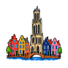 Utrecht Skyline im bunten Wachsmalstil