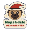 Mopsfidele Weihnachten – Mops mit Weihnachtsmütze