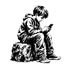 Monochromes Jugendportrait am Handy