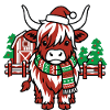 Rote Weihnachtsmannkuh auf Winter Farm