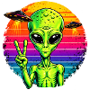 Psychedelisches Alien-Friedenszeichen