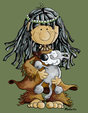 Motif Petite Indienne et son Loup Ami personnalisé sur vêtement