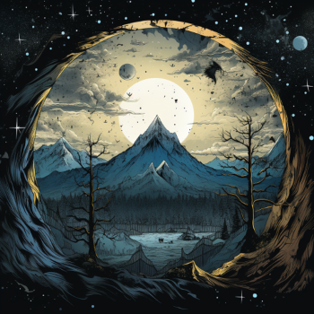 T-shirt Paysage Montagneux sous la Lune