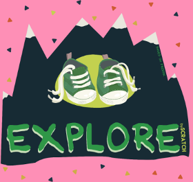 Enfilez vos baskets et partez à l'aventure avec ce motif 'Explore' plein de pep's ! Des montagnes stylisées et des chaussures de randonnée c...