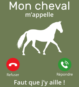 Pour tous les passionnés d'équitation, ce t-shirt humoristique est un incontournable ! Avec le message "Mon cheval m'appelle, faut qu'j'y ai...