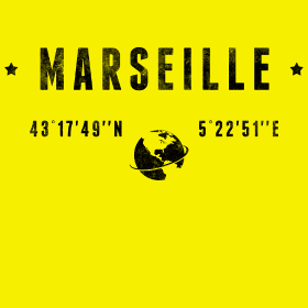 Un design original pour les vrais amoureux de Marseille. Ce motif affiche le nom de la ville, ses coordonnées GPS exactes et un globe, symbo...