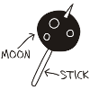 Moon on a Stick (white on dark background)