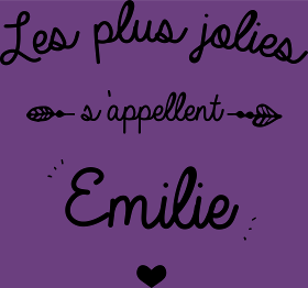 Offrez le T-shirt prénom Émilie, le cadeau personnalisé parfait pour un anniversaire, Noël ou la Saint-Valentin. Un design unique !