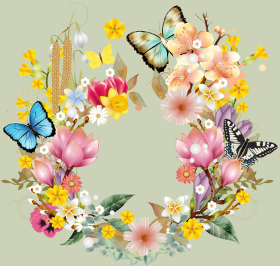 Motif Éclosion Printanière : Fleurs et Papillons Colorés personnalisé sur vêtement