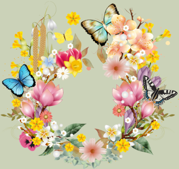 Éclosion Printanière : Fleurs et Papillons Colorés