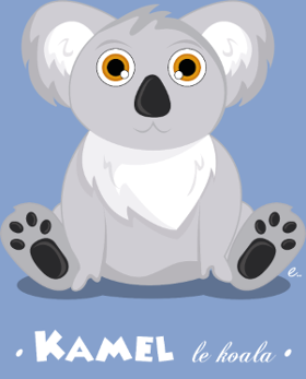 Adorez Kamel le koala, un motif mignon et stylisé. T-shirt parfait pour les amoureux des animaux exotiques et de la nature.