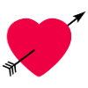 Heart round with arrow