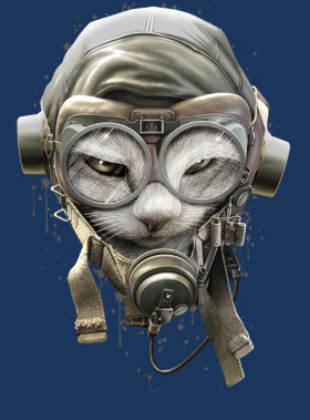 Motif Chat Pilote Champion personnalisé sur vêtement