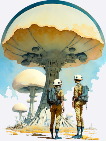 Astro-Champignons 70s Sci-Fi Spatial