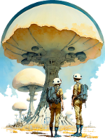 Astro-Champignons 70s Sci-Fi Spatial
