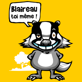 Motif Le Blaireau Rigolo personnalisé sur vêtement