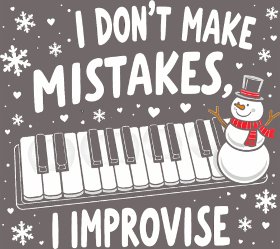 Motif T-shirt Pianiste Humour - Je n'fais pas d'erreurs, j'improvise à imprimer