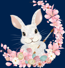 Motif Lapin de Pâques Enchanteur: Fleurs et Pinceau Pastel personnalisé sur vêtement