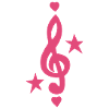 style note 8, clef, stars