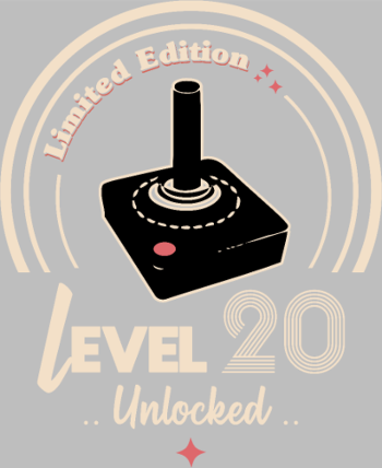 T-shirt Gaming "Niveau 20 Débloqué" - Rétro Anniversaire