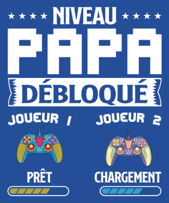Niveau Papa Débloqué : T-shirt Futur Papa Gamer