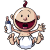 Le bébé rit.