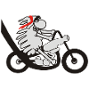 Motorradfahrer Schaf