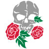 skull and rose