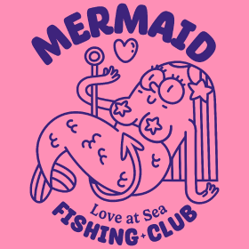 Motif Club de Pêche Sirène Amour personnalisé sur vêtement