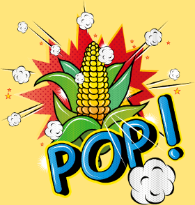 Motif Maïs Pop Art Pétillant & Popcorn Volant personnalisé sur vêtement