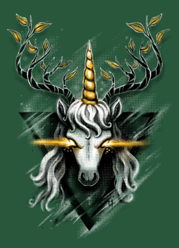 Cerf Licorne Doré