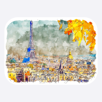 Paris France Watercolor Sketch Illustration