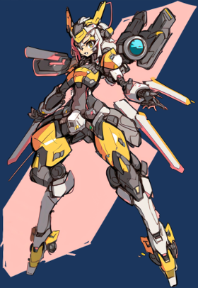 Motif Fille Cyborg Mecha Anime Rétro 90s personnalisé sur vêtement