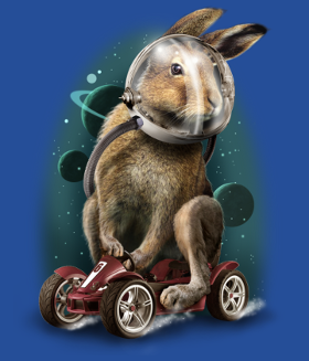 Enfilez notre t-shirt "Lapin Racer Spatial" ! Un design fun et décalé pour les fans de course, d'espace et d'animaux rapides.