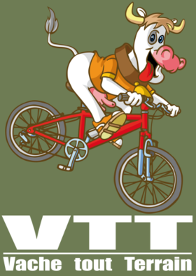 Quand la vache se met au VTT! Ce t-shirt original combine nature, sport et humour. Idéal pour les amoureux des animaux et de l'aventure.